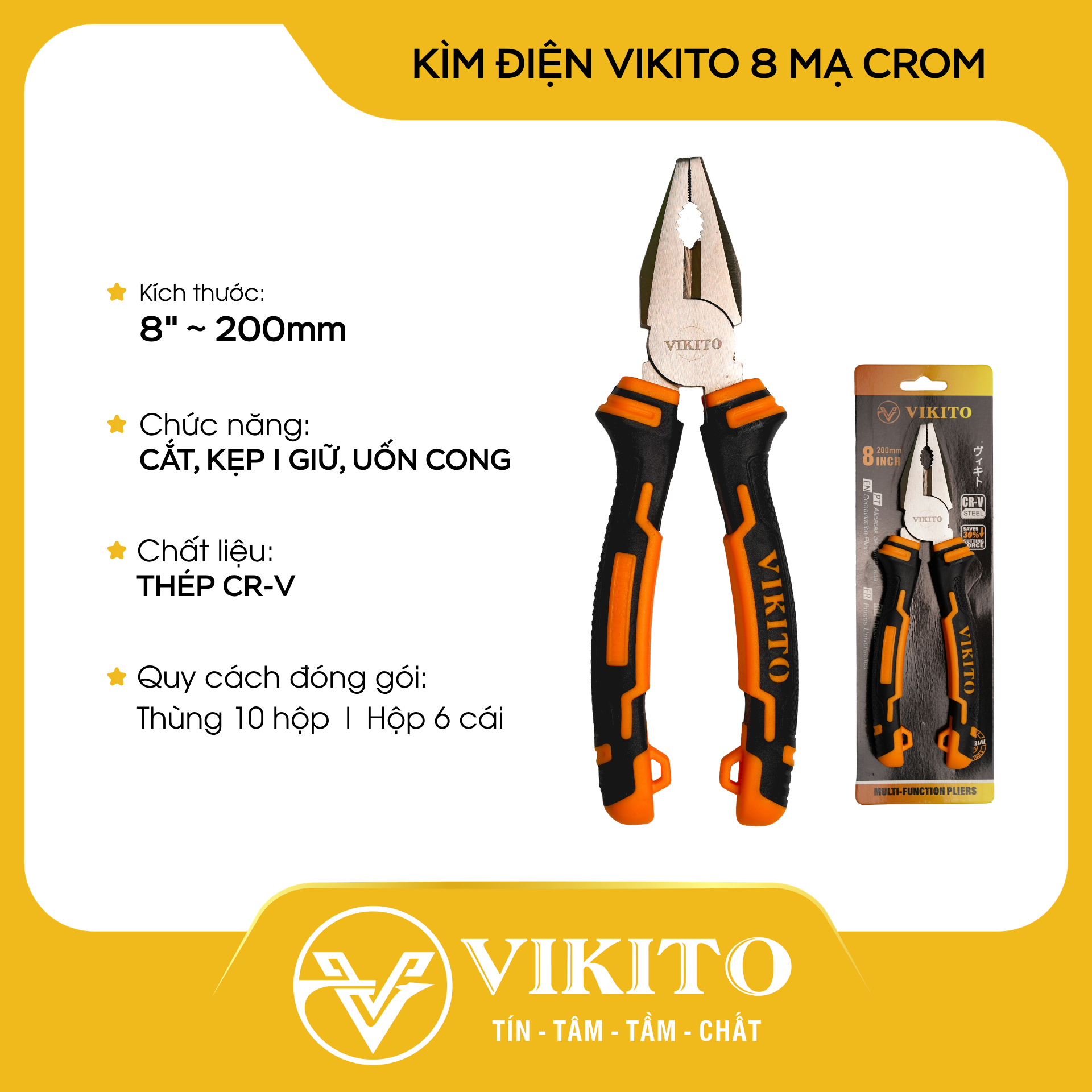 Kìm VIKITO 8 điện mạ crom